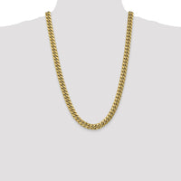 14K Yellow Gold 26" Miami Cuban Chain Necklace - 9.3mm Width with Lobster Clasp by Oro Pregiato