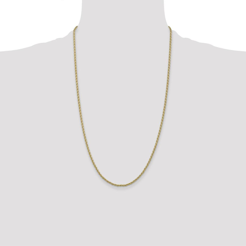 14K Yellow Gold 26" Parisian Wheat Chain with Lobster Clasp - 2.25mm Width by Oro Pregiato