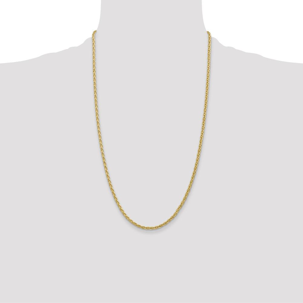 14K Yellow Gold 26" Parisian Wheat Chain with Lobster Clasp - 3mm Width by Oro Pregiato