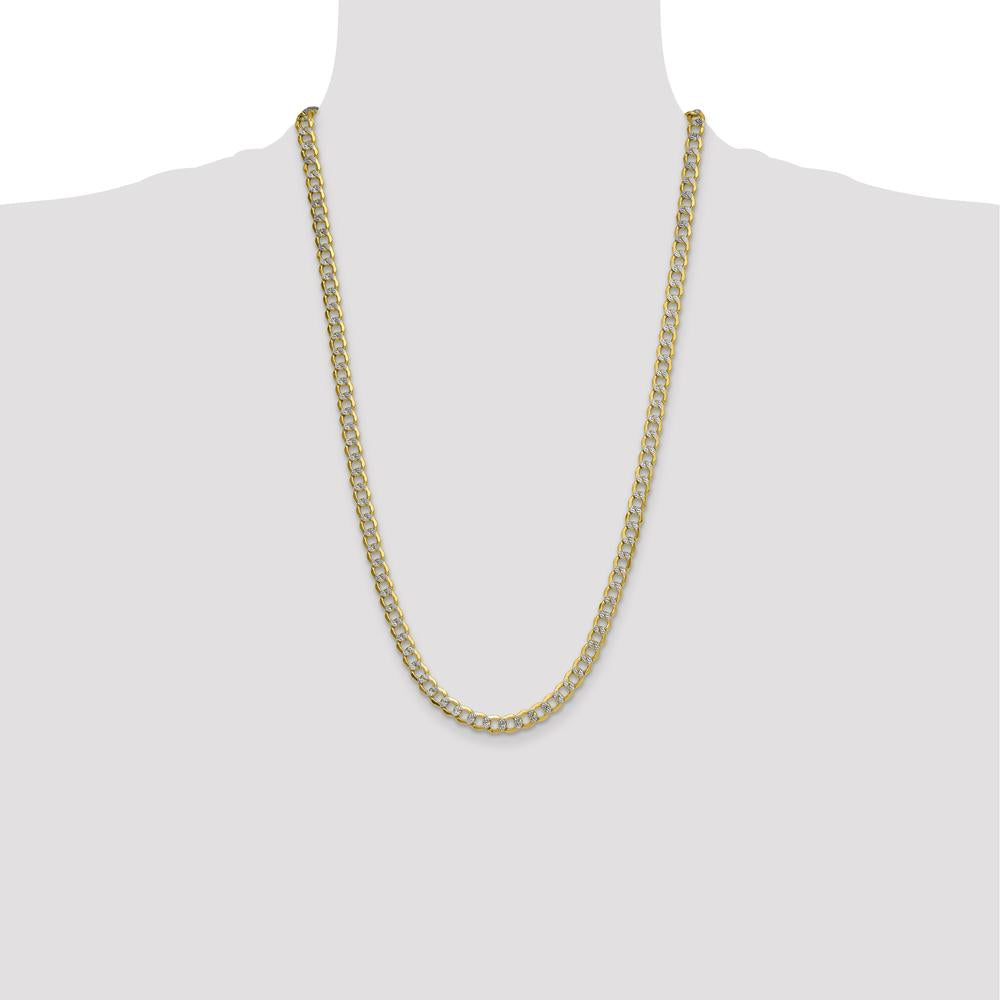 14K Yellow Gold 26" Pavé Curb Chain Necklace - 7.1mm Width by Oro Pregiato