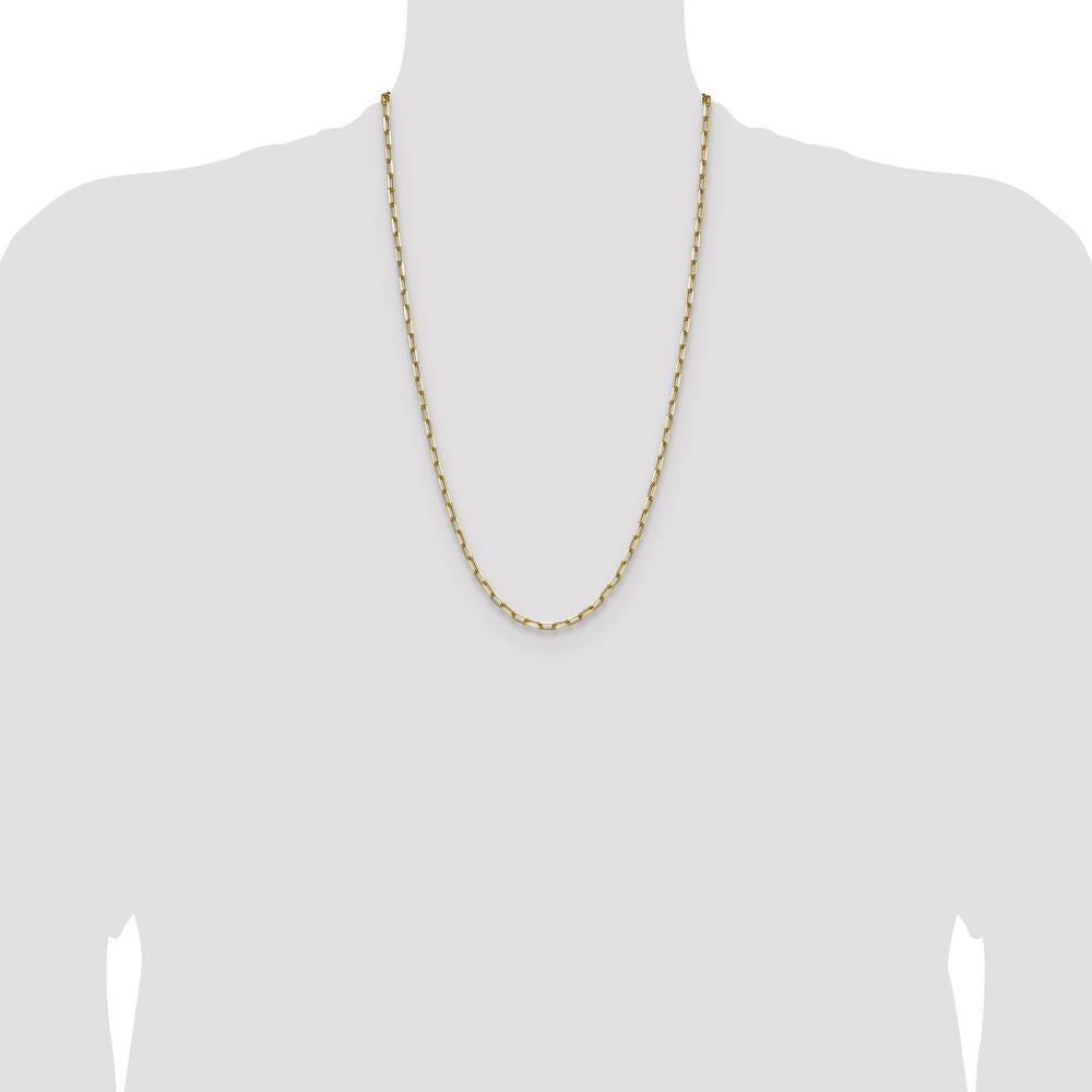 14K Yellow Gold 26" Polished Beveled Paperclip Chain Necklace by Oro Pregiato