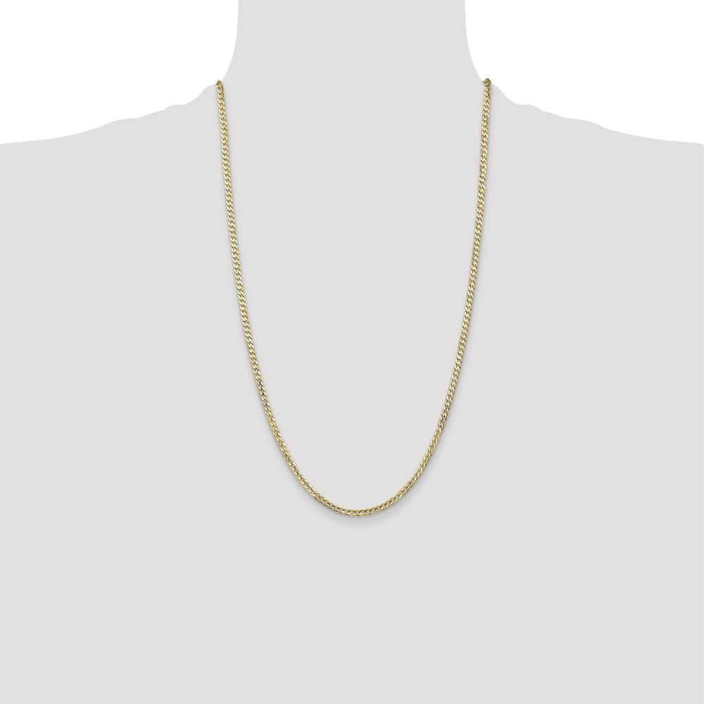 14K Yellow Gold 26" Polished Concave Curb Chain - 3mm Width by IBGoodman