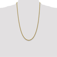 14K Yellow Gold 26" Polished Rope Chain Necklace with Lobster Clasp - 3mm