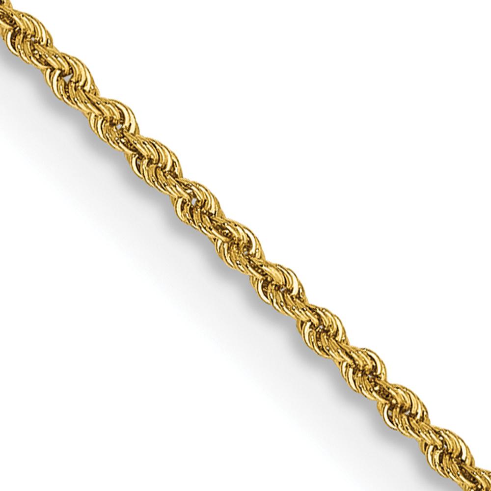 14K Yellow Gold 26" Regular Rope Chain - 1.5mm Width with Lobster Clasp