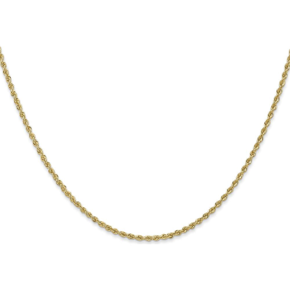 14K Yellow Gold 26" Regular Rope Chain - 1.5mm Width with Lobster Clasp