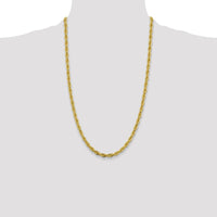 14K Yellow Gold 26" Rope Chain Necklace, 4.75mm Semi-Solid with Lobster Clasp by Oro Pregiato
