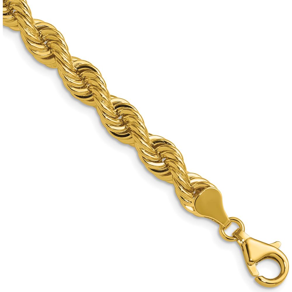 14K Yellow Gold 26" Rope Chain Necklace - 6.7mm Thickness