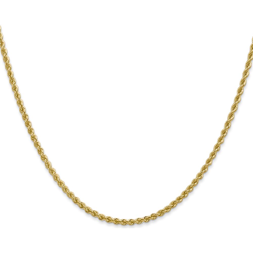 14K Yellow Gold 26" Rope Chain Necklace with Lobster Clasp - 2.25mm Solid Handwoven Design