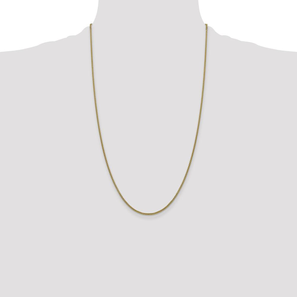 14K Yellow Gold 26" Semi-Solid Box Chain Necklace - 1.5mm Width with Lobster Clasp by Oro Pregiato
