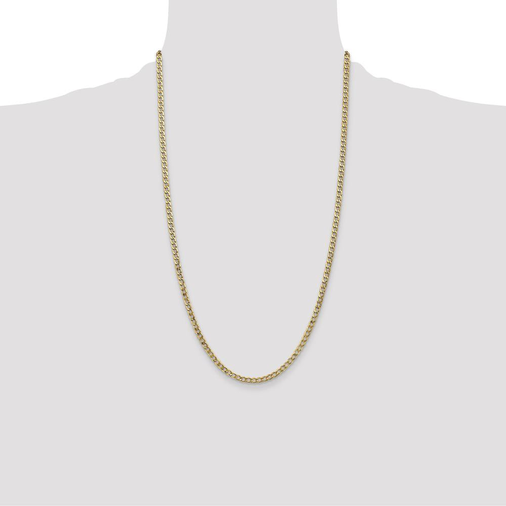 14K Yellow Gold 26" Semi-Solid Curb Chain with Lobster Clasp - 3.35mm Width by Oro Pregiato