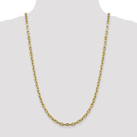 14K Yellow Gold 26" Semi-Solid Diamond-Cut Open Link Cable Chain - 4.9mm Wide with Lobster Clasp by Oro Pregiato
