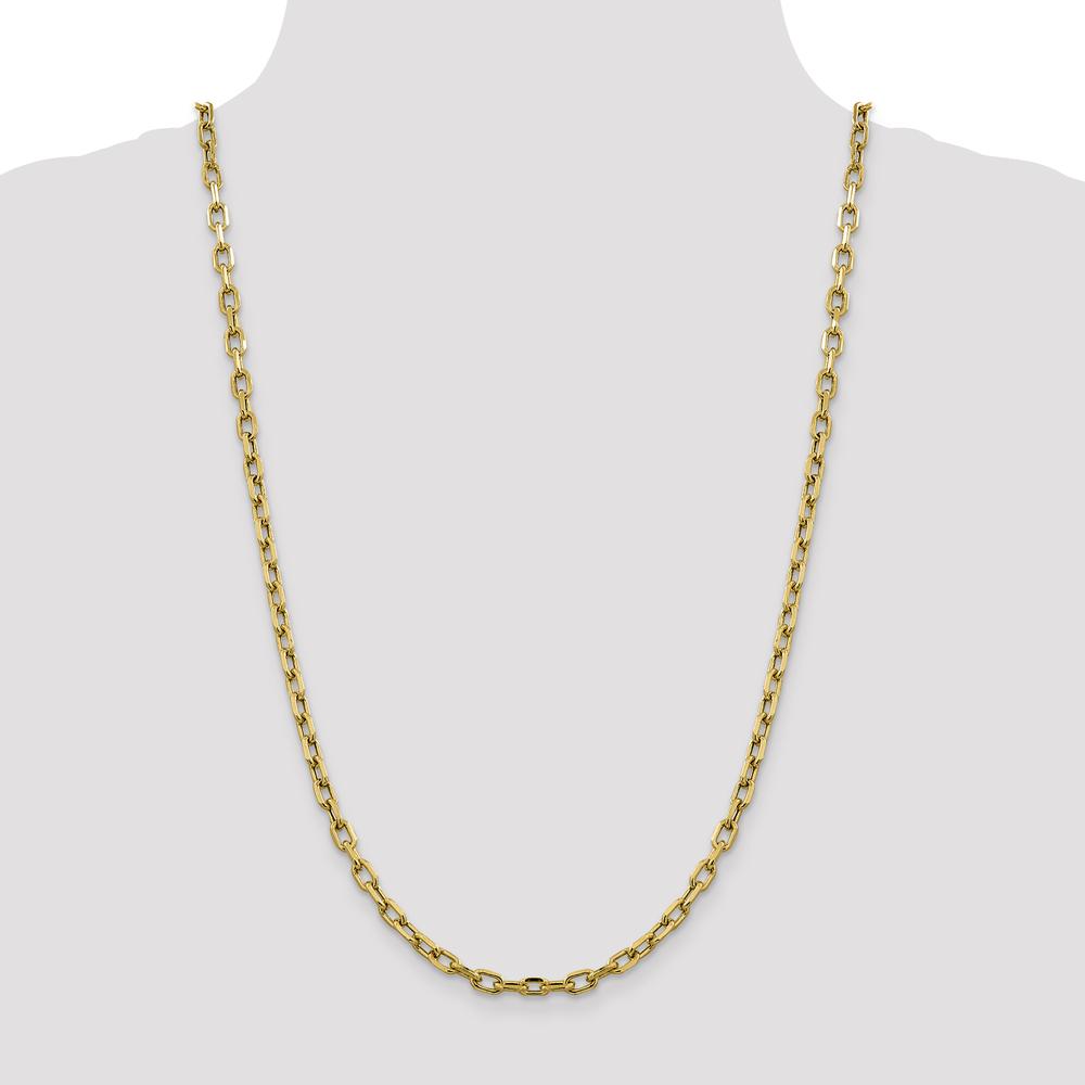 14K Yellow Gold 26" Semi-Solid Diamond-Cut Open Link Cable Chain - 4.9mm Wide with Lobster Clasp by Oro Pregiato