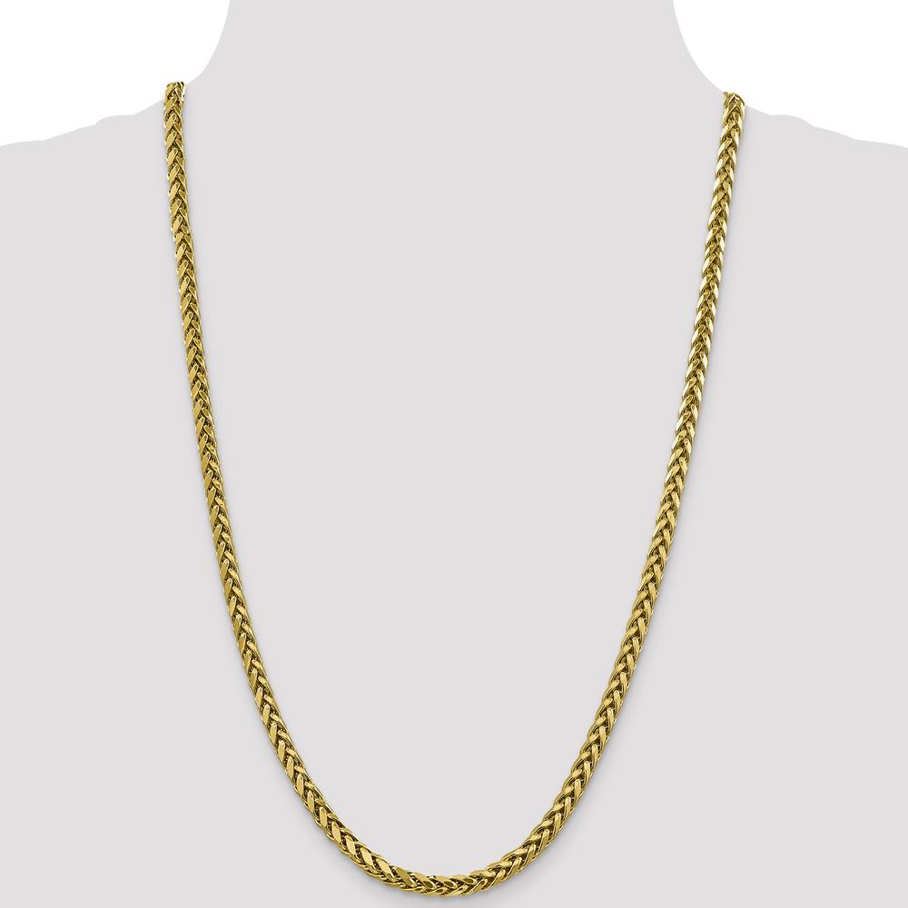 14K Yellow Gold 26" Semi-Solid Diamond-Cut Wheat Chain with Lobster Clasp - 5mm Width by Oro Pregiato