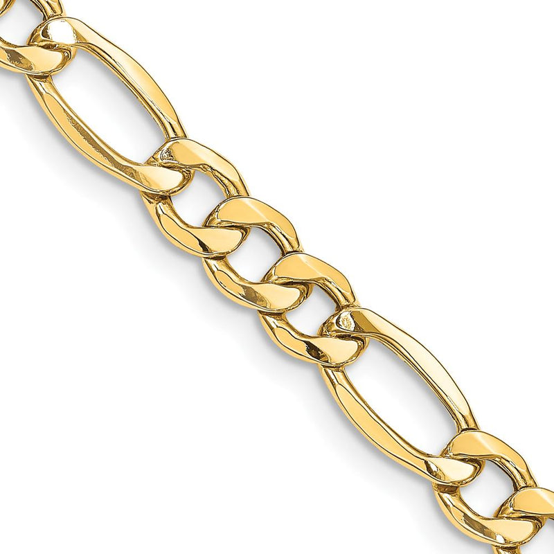 14K Yellow Gold 26" Semi-Solid Figaro Chain with Lobster Clasp - 8.5mm Width by Oro Pregiato