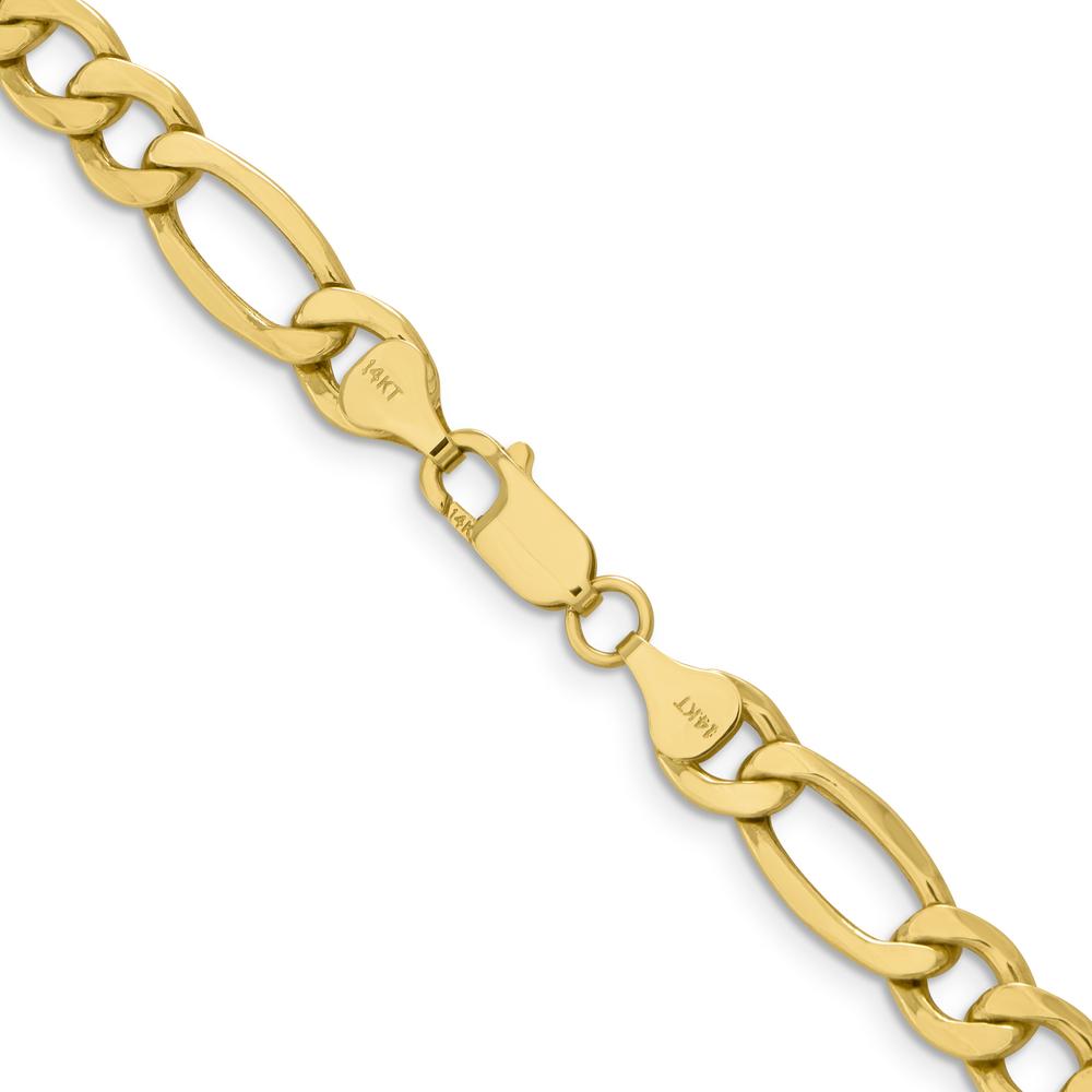 14K Yellow Gold 26" Semi-Solid Figaro Chain with Lobster Clasp - 8.5mm Width by Oro Pregiato