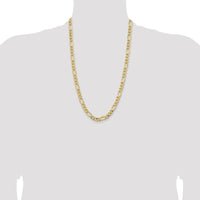 14K Yellow Gold 26" Semi-Solid Figaro Chain with Lobster Clasp - 8.5mm Width by Oro Pregiato