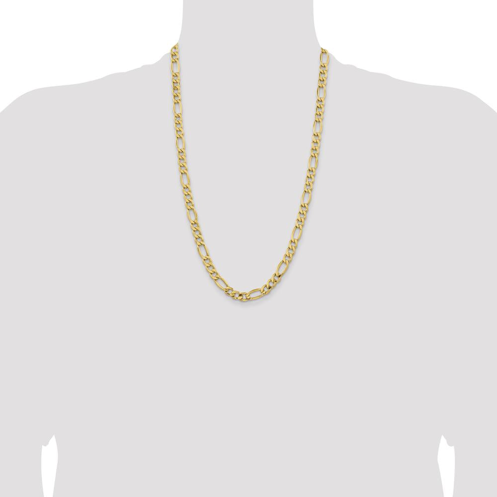 14K Yellow Gold 26" Semi-Solid Figaro Chain with Lobster Clasp - 8.5mm Width by Oro Pregiato