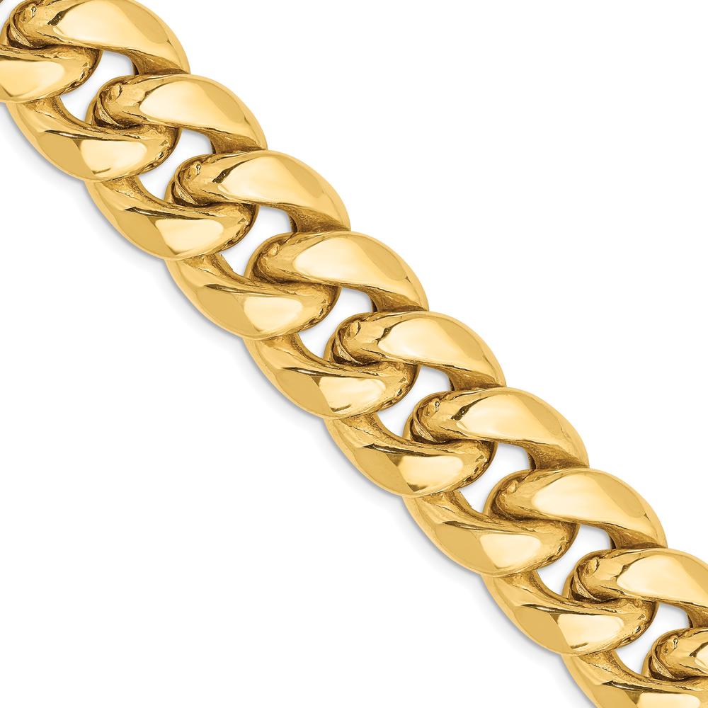 14K Yellow Gold 26" Semi-Solid Miami Cuban Chain - 15mm Width by Oro Pregiato
