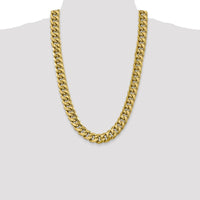 14K Yellow Gold 26" Semi-Solid Miami Cuban Chain - 15mm Width by Oro Pregiato