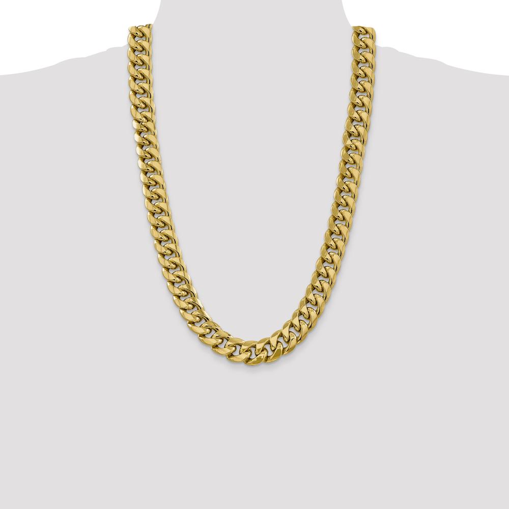 14K Yellow Gold 26" Semi-Solid Miami Cuban Chain - 15mm Width by Oro Pregiato
