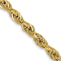 14K Yellow Gold 26" Semi Solid Rope Chain - 2.8mm Width with Lobster Clasp by Oro Pregiato