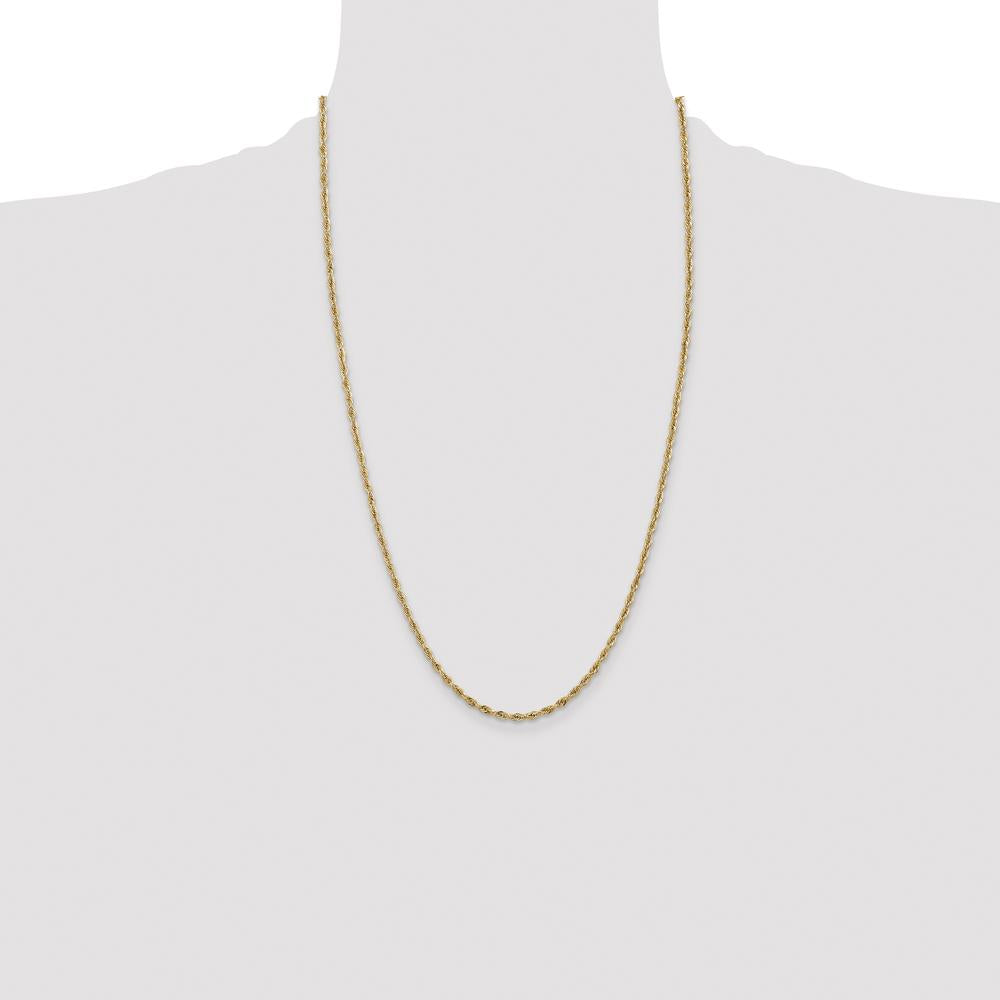 14K Yellow Gold 26" Semi Solid Rope Chain - 2.8mm Width with Lobster Clasp by Oro Pregiato