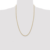14K Yellow Gold 26" Semi Solid Rope Chain Necklace - 3mm Width, Polished Finish by Oro Pregiato