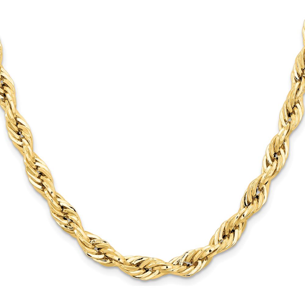 14K Yellow Gold 26" Semi-Solid Rope Chain Necklace - 7mm Width by Oro Pregiato
