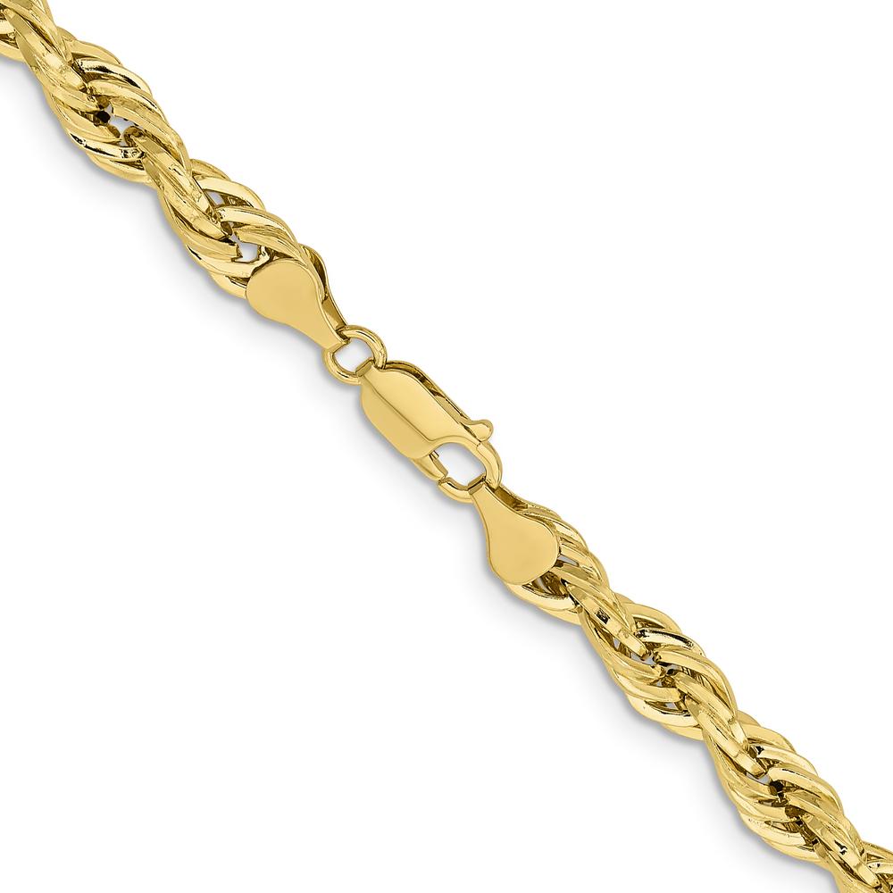 14K Yellow Gold 26" Semi-Solid Rope Chain Necklace - 7mm Width by Oro Pregiato
