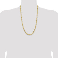 14K Yellow Gold 26" Semi-Solid Rope Chain Necklace - 7mm Width by Oro Pregiato