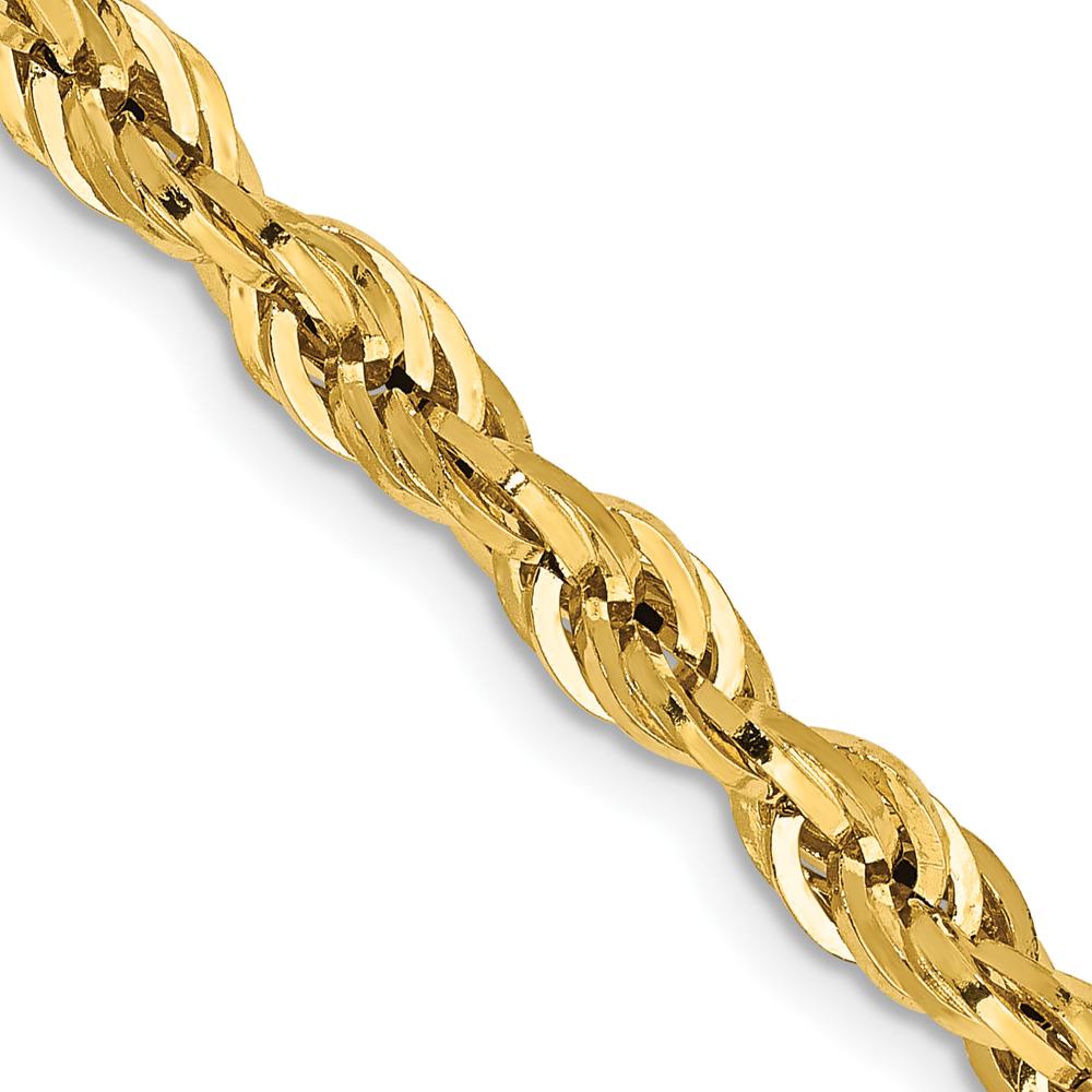 14K Yellow Gold 26" Semi-Solid Rope Chain Necklace with Polished Finish - 4.25mm Wide by Oro Pregiato