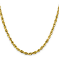 14K Yellow Gold 26" Semi-Solid Rope Chain Necklace with Polished Finish - 4.25mm Wide by Oro Pregiato