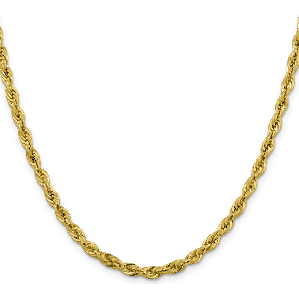 14K Yellow Gold 26" Semi-Solid Rope Chain Necklace with Polished Finish - 4.25mm Wide by Oro Pregiato