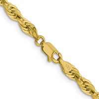 14K Yellow Gold 26" Semi-Solid Rope Chain Necklace with Polished Finish - 4.25mm Wide by Oro Pregiato