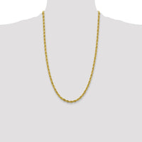 14K Yellow Gold 26" Semi-Solid Rope Chain Necklace with Polished Finish - 4.25mm Wide by Oro Pregiato