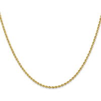 14K Yellow Gold 26" Solid Rope Chain Necklace with Lobster Clasp - 2mm Wide