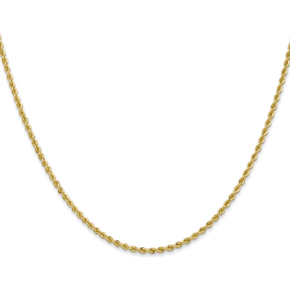 14K Yellow Gold 26" Solid Rope Chain Necklace with Lobster Clasp - 2mm Wide