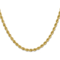 14K Yellow Gold 26" Solid Rope Chain Necklace with Lobster Clasp - 4mm