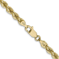 14K Yellow Gold 26" Solid Rope Chain Necklace with Lobster Clasp - 4mm
