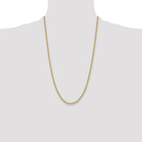 14K Yellow Gold 26" Solid Rope Chain Necklace with Polished Finish - 3.3mm