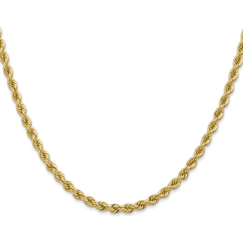 14K Yellow Gold 26" Solid Rope Chain Necklace with Polished Finish - 3.65mm