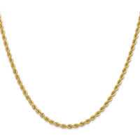 14K Yellow Gold 26" Solid Rope Chain Necklace with Polished Finish and Lobster Clasp - 2.75mm