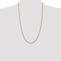 14K Yellow Gold 26" Solid Rope Chain Necklace with Polished Finish and Lobster Clasp - 2.75mm