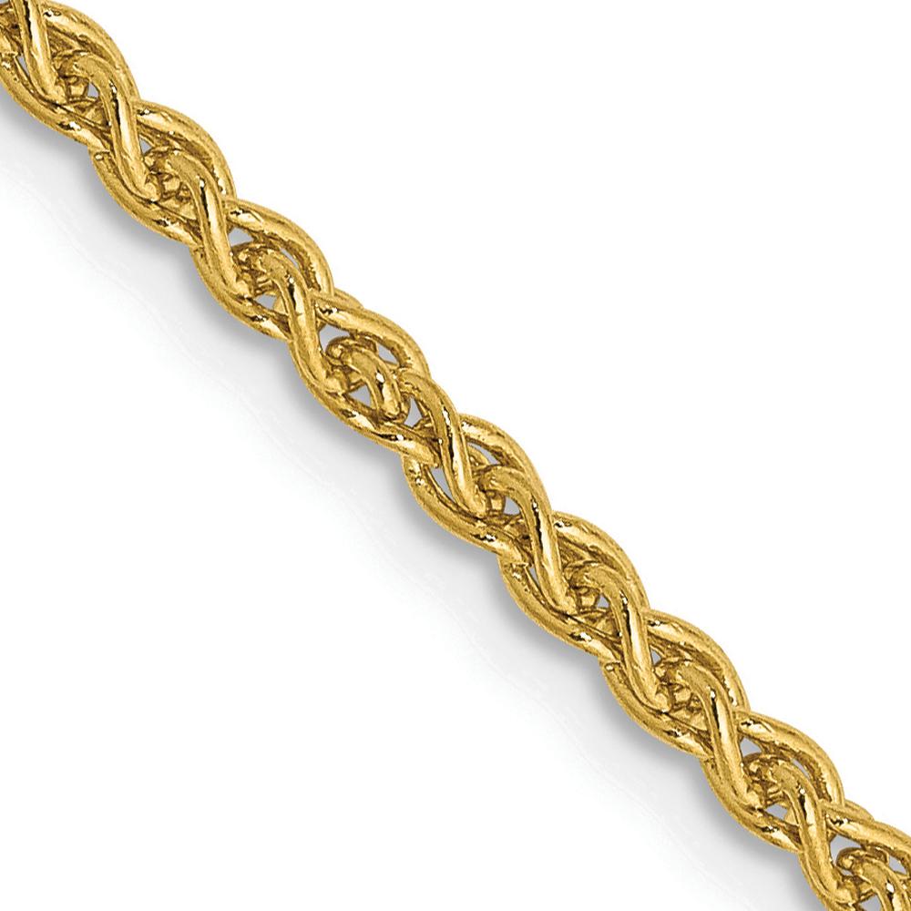 14K Yellow Gold 26" Spiga Chain Necklace - 2.1mm Wheat Design with Lobster Clasp by Oro Pregiato