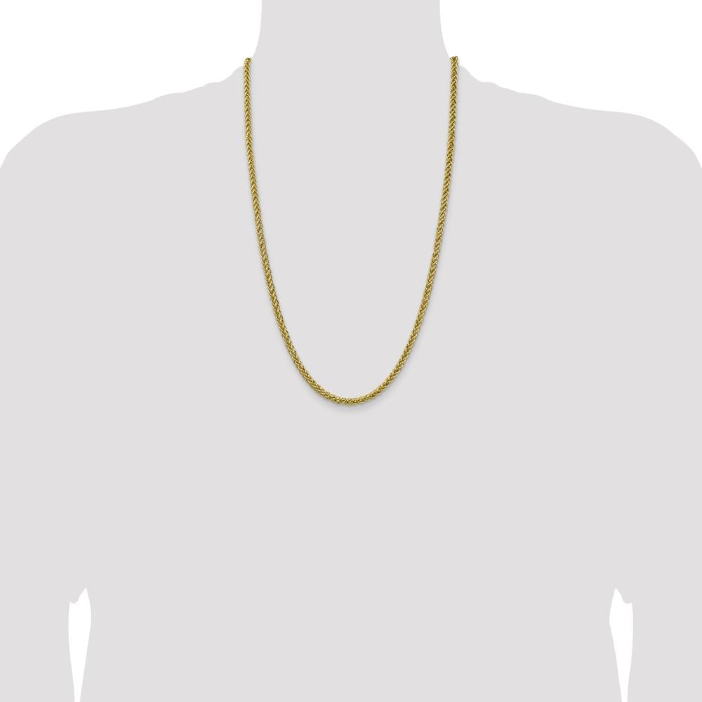 14K Yellow Gold 26" Spiga Wheat Chain - 4.65mm Width with Lobster Clasp by Oro Pregiato