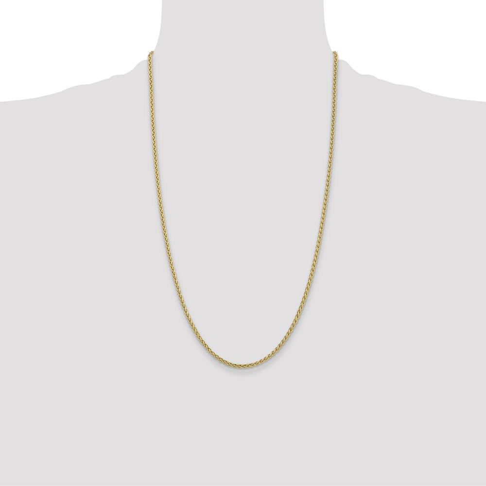 14K Yellow Gold 26" Spiga Wheat-Link Chain Necklace with Lobster Clasp by Oro Pregiato