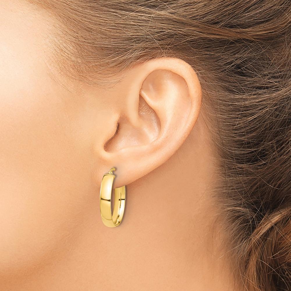 14K Yellow Gold 26mm High Polished Medium Hoop Earrings by 0