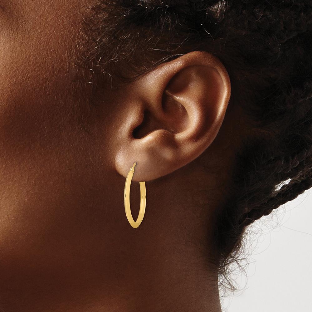 14K Yellow Gold 26mm Polished Medium Hoop Earrings by 0