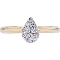 14K Yellow Gold .27 Carat Diamond Pear Cluster Ring
