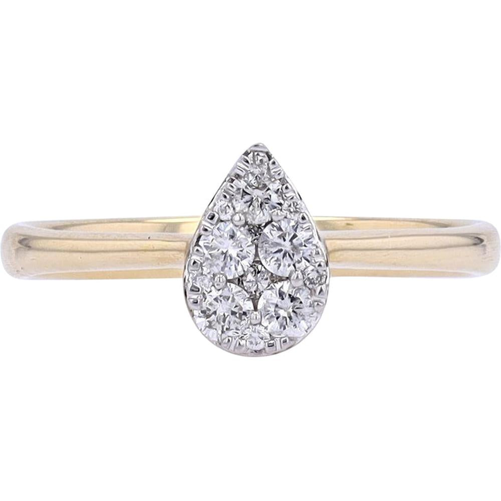 14K Yellow Gold .27 Carat Diamond Pear Cluster Ring